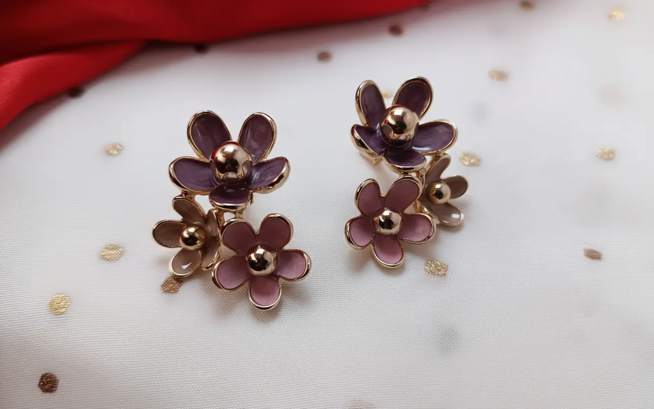 Velvet Petals Floral Stud Earrings